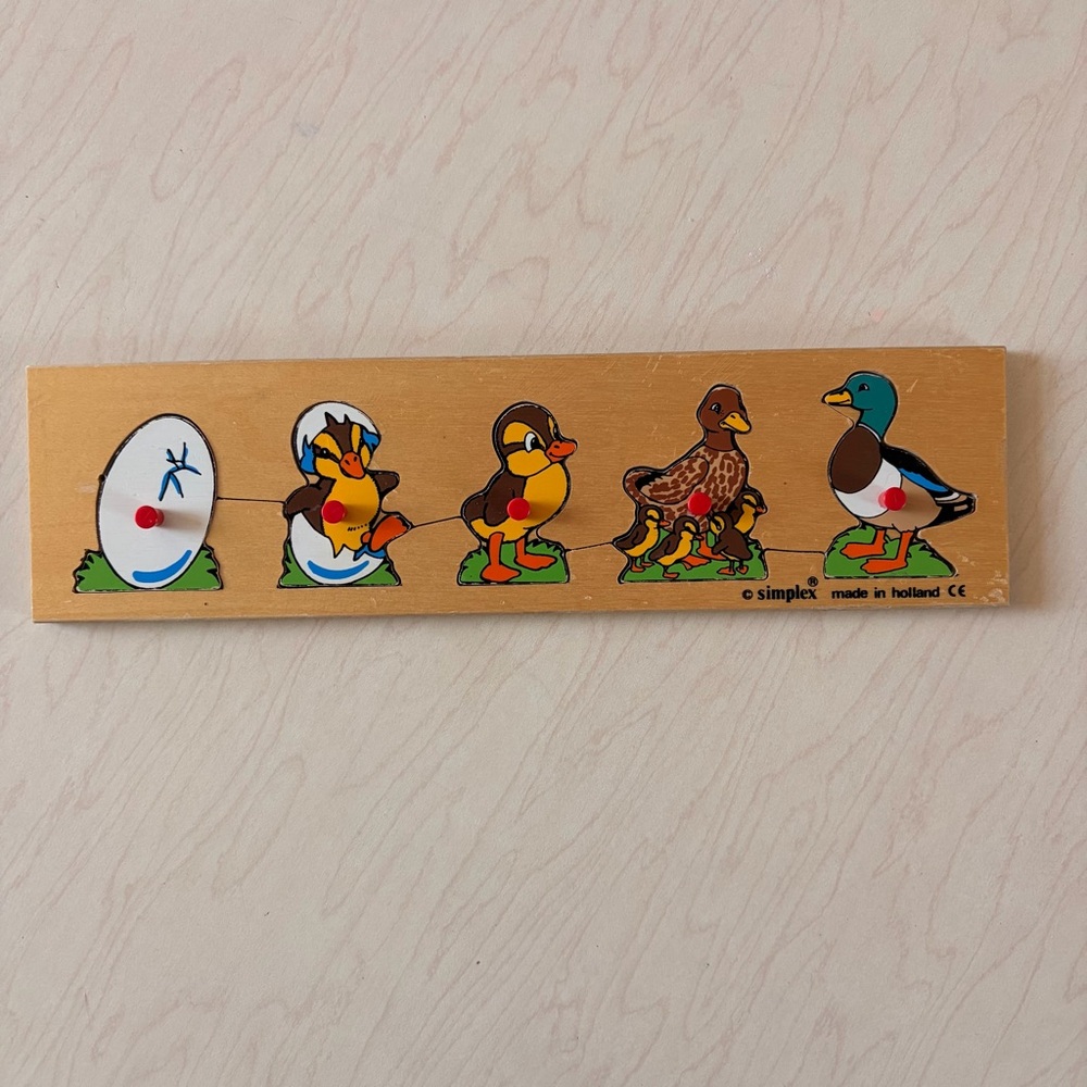 Vintage Simplex 5 Piece Duck Life Cycle Jigsaw Puzzle Made in Holland